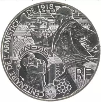 Монета 10 евро Франции 2018 года Серебро 100 лет Мемориалу Поляна перемирия