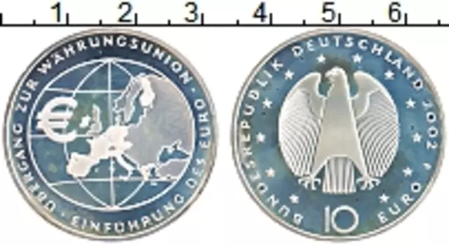 Монета 10 евро Германии 2002 года Серебро Зона евро F
