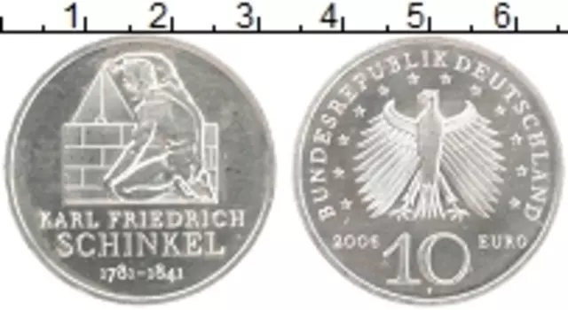 Монета 10 евро Германии 2006 года Серебро 225 лет со дня рождения Карла Шинкеля F