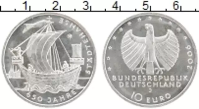 Монета 10 евро Германии 2006 года Серебро J