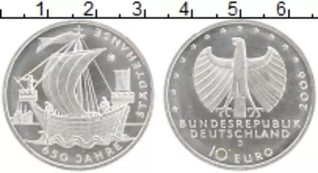 Монета 10 евро Германии 2006 года Серебро J