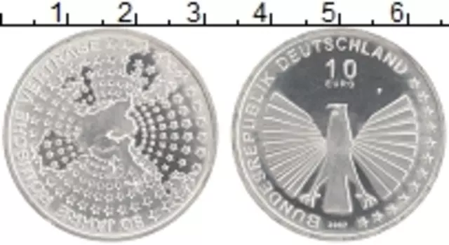 Монета 10 евро Германии 2007 года Серебро F