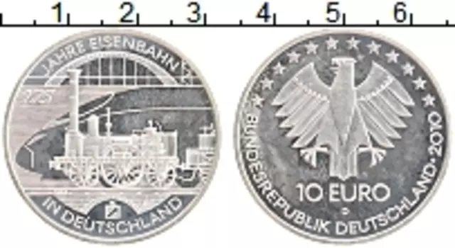 Монета 10 евро Германии 2010 года Серебро D