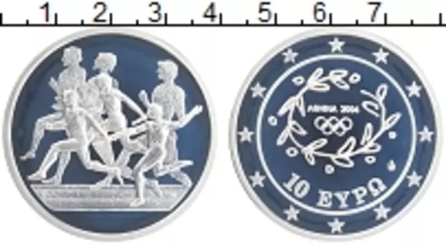 Монета 10 евро Греции 2004 года Серебро Олимпийские игры в Афинах