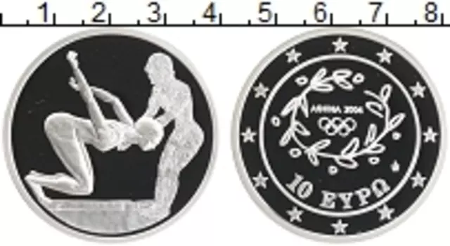 Монета 10 евро Греции 2004 года Серебро Олимпийские игры в Афинах