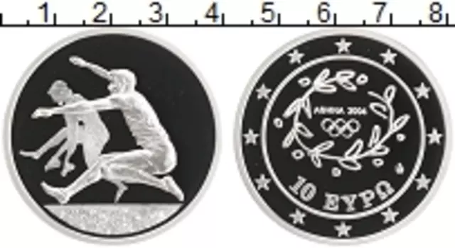 Монета 10 евро Греции 2004 года Серебро Олимпийские игры в Афинах