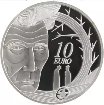 Монета 10 евро Ирландии 2006 года Серебро 100 лет со дня рождения Сэмюэля Беккета