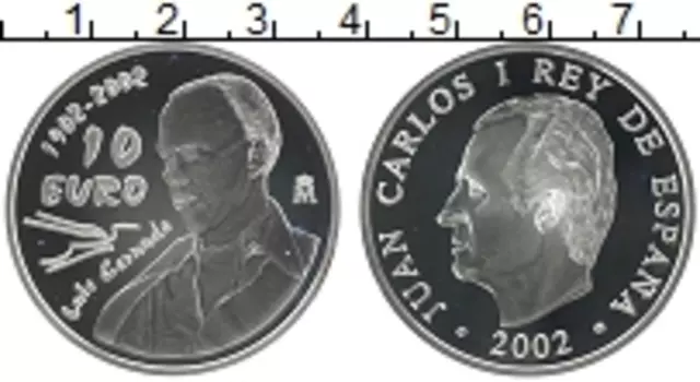 Монета 10 евро Испании 2002 года Серебро Хуан Карлос I