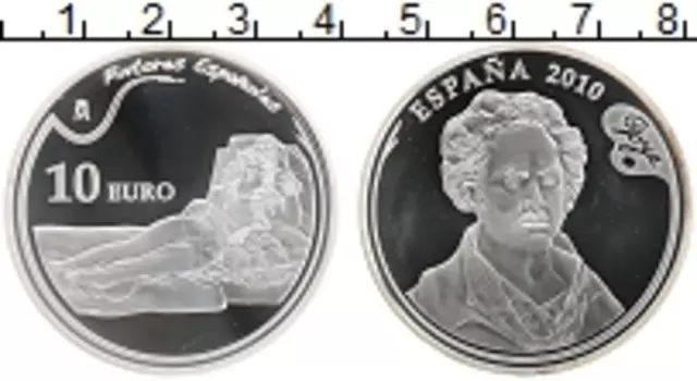 Монета 10 евро Испании 2010 года Серебро Художники Испании