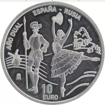 Монета 10 евро Испании 2011 года Серебро Год Испания-Россия