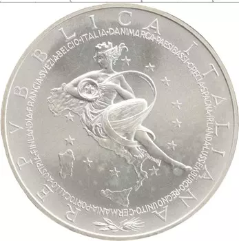 Монета 10 евро Италии 2003 года Серебро Председательство Италии в Совете ЕС