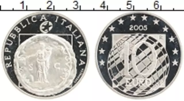 Монета 10 евро Италии 2005 года Серебро 60 лет Миру и свободе в Европе