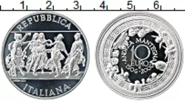 Монета 10 евро Италии 2006 года Серебро 500 лет со дня смерти Андреа Мантенья