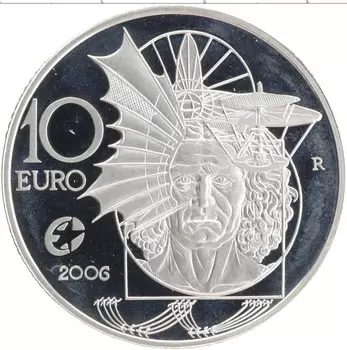 Монета 10 евро Италии 2006 года Серебро Выдающиеся европейцы - Леонардо да Винчи