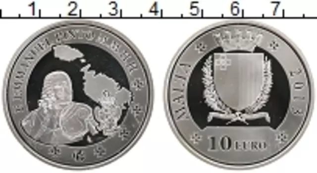 Монета 10 евро Мальты 2013 года Серебро 240 лет со дня смерти Мануэля Пинто де Фонсеки (F15)