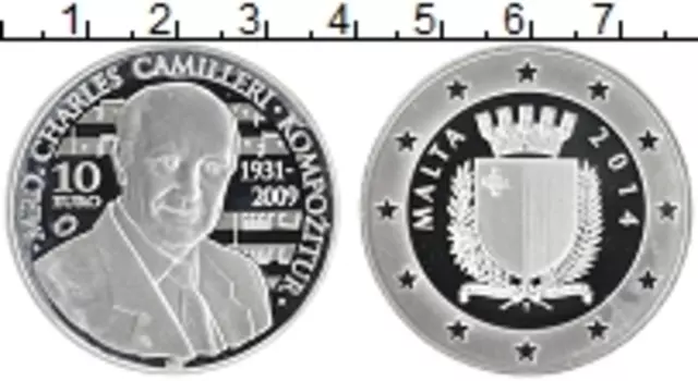 Монета 10 евро Мальты 2014 года Серебро Чарльз Камиллери