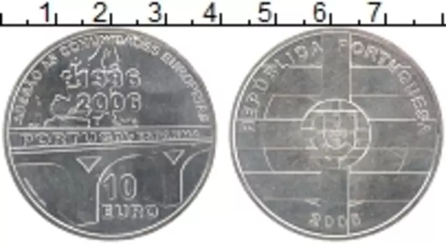 Монета 10 евро Португалии 2006 года Серебро 20 лет вступления Португалии и Испании в ЕС