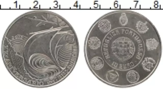 Монета 10 евро Португалии 2012 года Медно-никель 20-летие Иберо-Америки