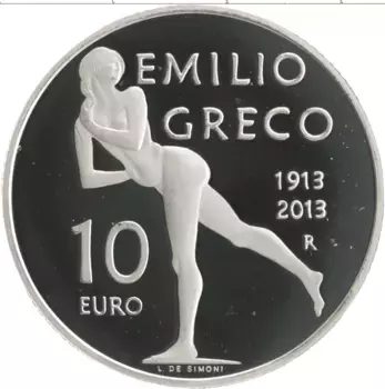 Монета 10 евро Сан-Марино 2013 года Серебро 100 лет со дня рождения Эмилио Греко