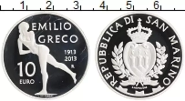 Монета 10 евро Сан-Марино 2013 года Серебро Эмилио Греко