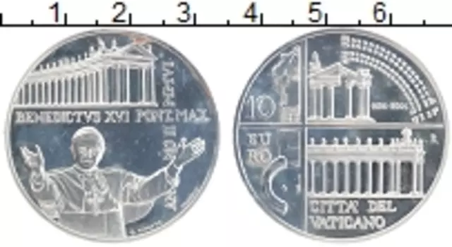 Монета 10 евро Ватикана 2006 года Серебро 350 лет колоннаде на площади Св