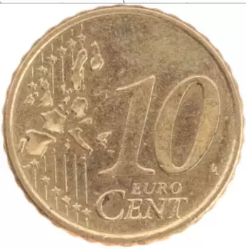 Монета 10 евроцентов Финляндии 1999 года Латунь
