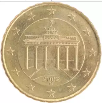 Монета 10 евроцентов Германии 2002 года Латунь Бранденбургские ворота