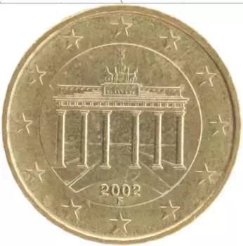Монета 10 евроцентов Германии 2002 года Латунь F