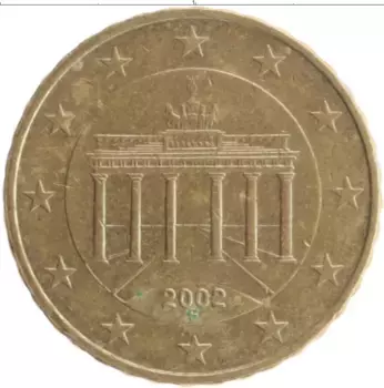 Монета 10 евроцентов Германии 2002 года Латунь F