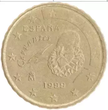 Монета 10 евроцентов Испании 1999 года Латунь