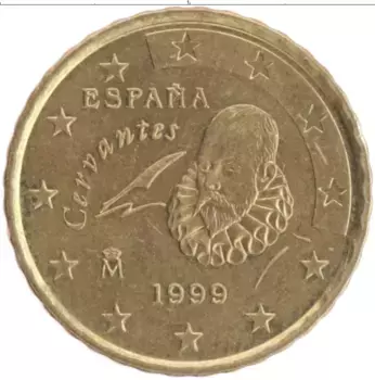 Монета 10 евроцентов Испании 1999 года Латунь
