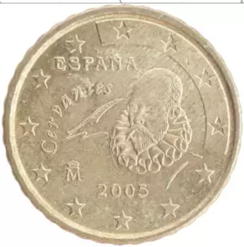Монета 10 евроцентов Испании 2005 года Латунь