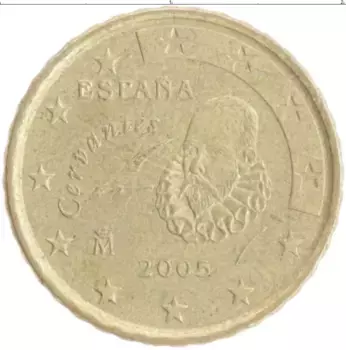 Монета 10 евроцентов Испании 2005 года Латунь