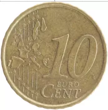 Монета 10 евроцентов Испании 2005 года Латунь Мигель де Сервантес
