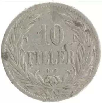 Монета 10 филлеров Венгрии 1894 года Медно-никель