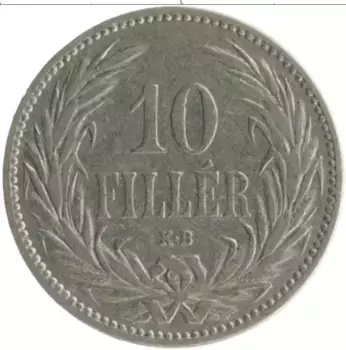 Монета 10 филлеров Венгрии 1894 года Медно-никель Корона святого Стефана