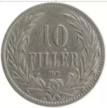 Монета 10 филлеров Венгрии 1894 года Медно-никель