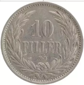 Монета 10 филлеров Венгрии 1909 года Медно-никель