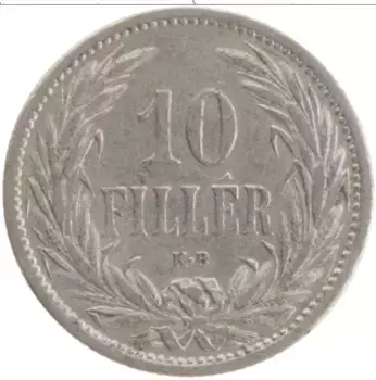 Монета 10 филлеров Венгрии 1909 года Медно-никель