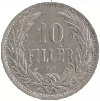 Монета 10 филлеров Венгрии 1909 года Медно-никель