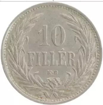 Монета 10 филлеров Венгрии 1909 года Медно-никель