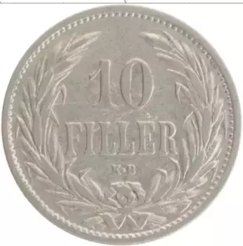Монета 10 филлеров Венгрии 1909 года Медно-никель