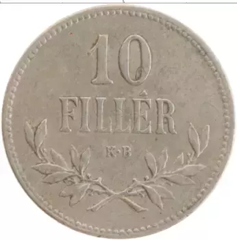 Монета 10 филлеров Венгрии 1915 года Медно-никель