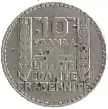 Монета 10 франков Франции 1929 года Серебро