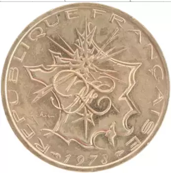 Монета 10 франков Франции 1978 года Латунь