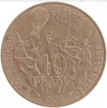 Монета 10 франков Франции 1982 года Бронза 100 лет со дня смерти Леона Гамбетта