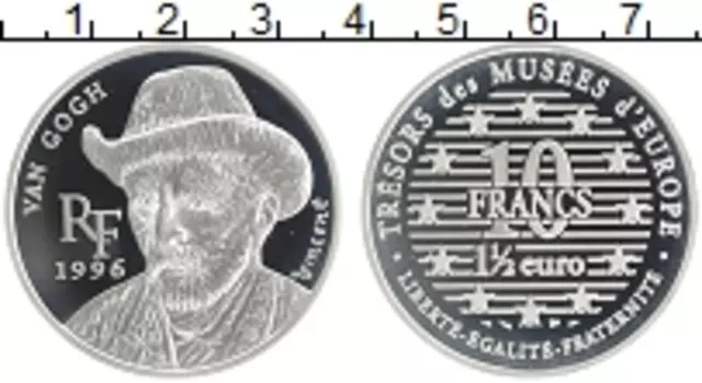 Монета 10 франков Франции 1996 года Серебро Сокровища музеев Европы