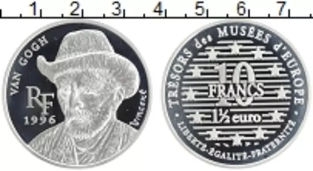 Монета 10 франков Франции 1996 года Серебро Сокровища музеев Европы