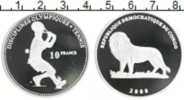 Монета 10 франков Конго 2000 года Серебро Олимпийские игры в Сиднее