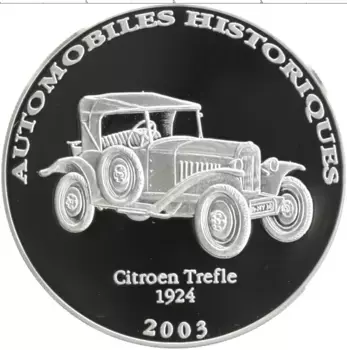 Монета 10 франков Конго 2002 года Серебро История автомобиля - Ситроен 1924 года